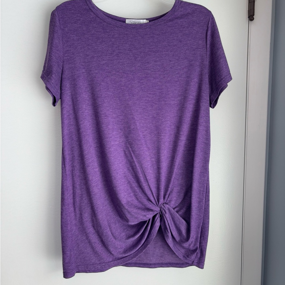 Purple Tie Front Short Sleeve Tee